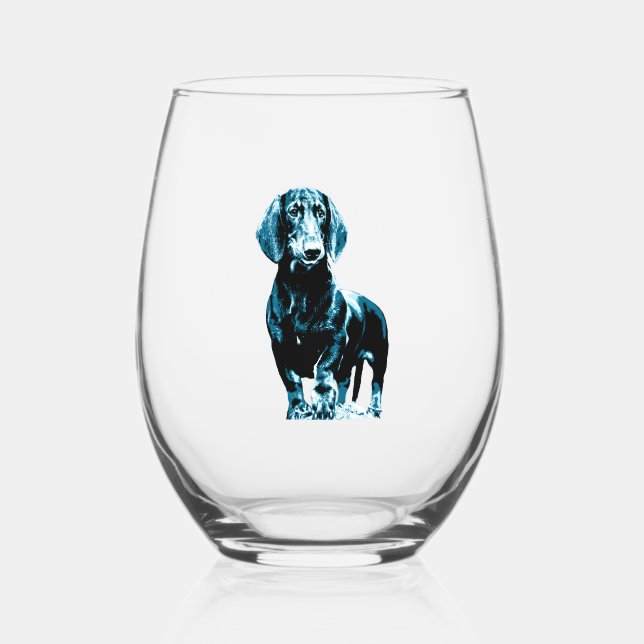 Vaso De Vino Diseño moderno de dachshund (Anverso)
