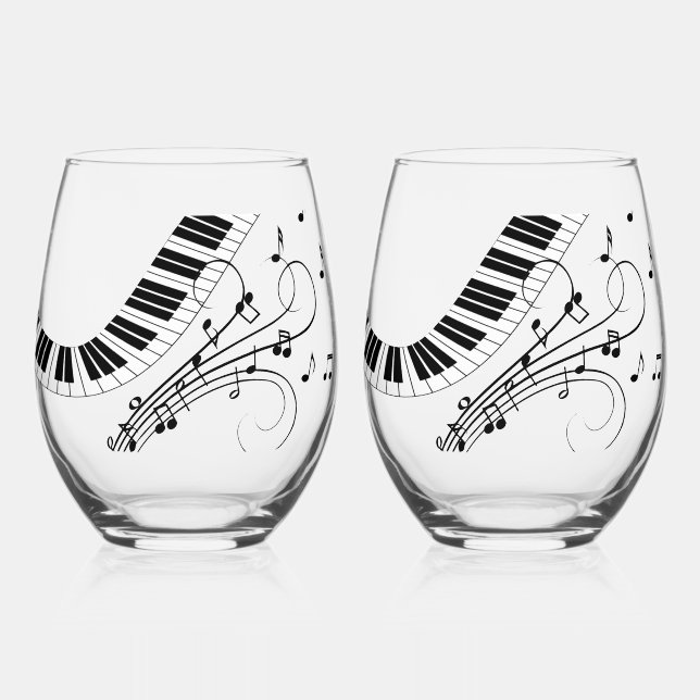 Vaso De Vino Diseño musical de teclado de piano (Anverso)