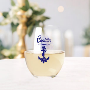 Vaso De Vino Diseño Náutico Ancla Barco de Vela Capitán
