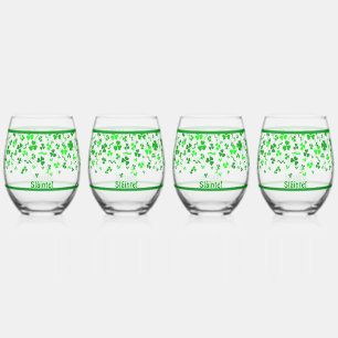 Vaso De Vino Diseño Personalizado de Tréboles Irlandeses Afortu