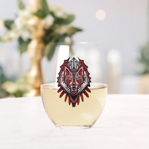 Vaso De Vino Diseño Totémico Tribal Haida de Lobo