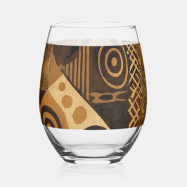 Vaso De Vino Diseños yoruba africanos en tonos tierra