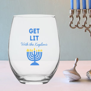 Vaso De Vino Divertida Moda "Get Lit" Personalizada Menorah Han