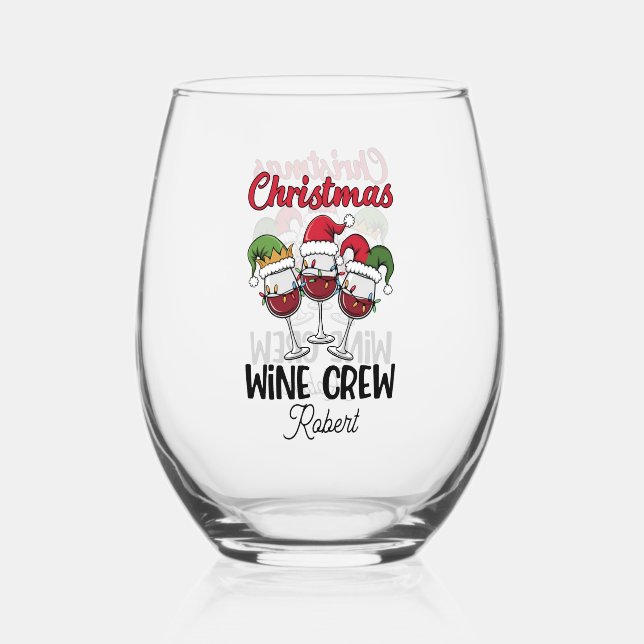 Vaso De Vino Divertido equipo de Navidades agrega nombre fiesta (Anverso)