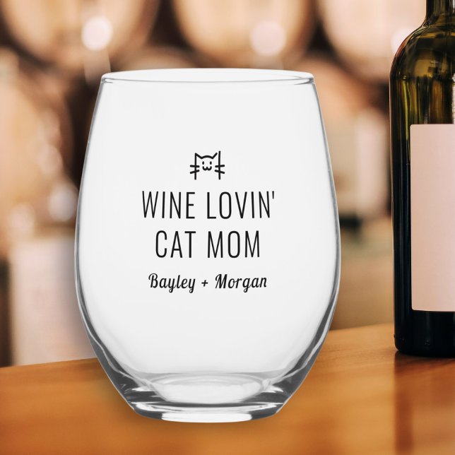 Vaso De Vino Divertidos nombres personalizados de gatos amantes (Subido por el creador)