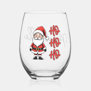 Vaso De Vino Diviértete con Papá Noel Ho Ho Ho Navidad
