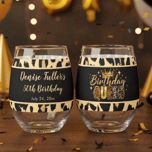 Vaso De Vino Diviértete Cumpleaños Leopardo Reina Cincuenta Cum