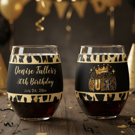 Vaso De Vino Diviértete Cumpleaños Leopardo Reina Treinta Cumpl
