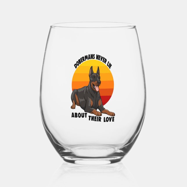 Vaso De Vino Doberman nunca miente sobre su amor (Anverso)