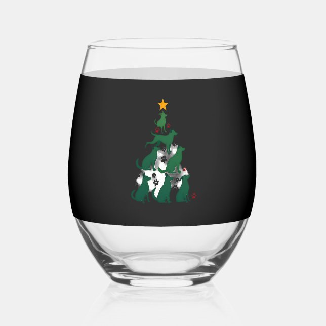 Vaso De Vino Dog Christmas Tree Shirt - Dog Christmas (2) (Anverso)