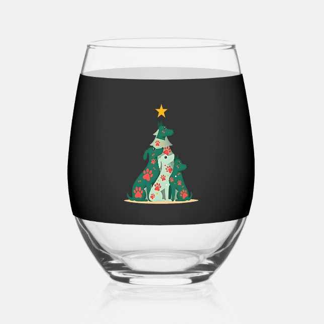 Vaso De Vino Dog Christmas Tree Shirt - Dog Christmas (3) (Anverso)
