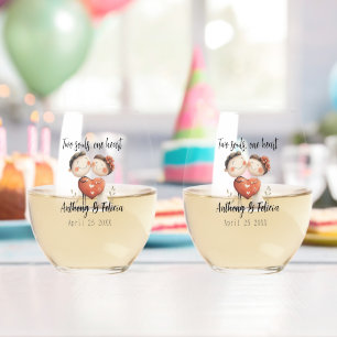 Vaso De Vino Dos almas, un Boda de Personalizable cardíaco