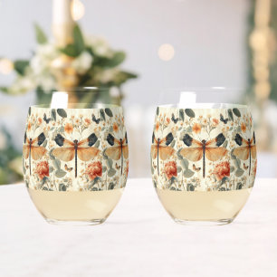 Vaso De Vino Dragón retro Art Deco, rosa rosa