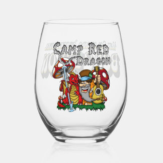 Vaso De Vino Dragón Rojo Campamento 2025 B.A.T. Vidrio inoxidab