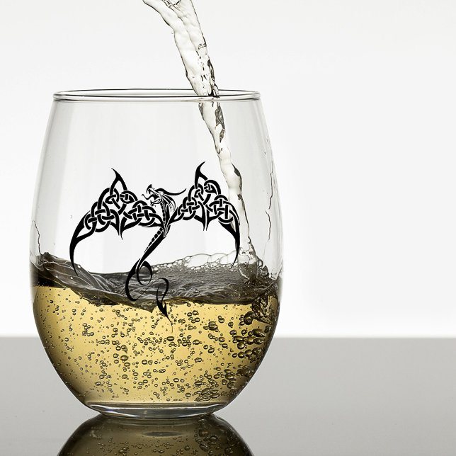 Vaso De Vino Dragón tribal celítico blanco negro (Subido por el creador)