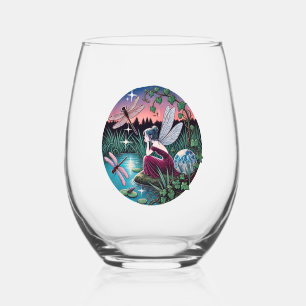Vaso De Vino Dragonflies and Fairy