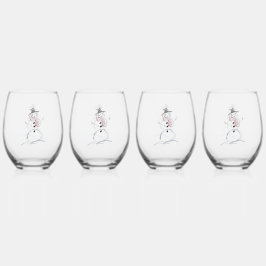 Vaso De Vino Drinkware Set Snowman Joy Wine Glass