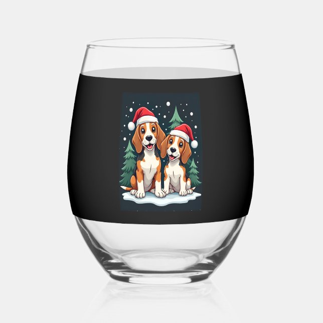 Vaso De Vino Dueño de perro de Beagle Navidades Navidad Navidad (Anverso)