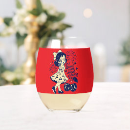 Vaso De Vino Dulce Día de la Independencia del 4 de Julio