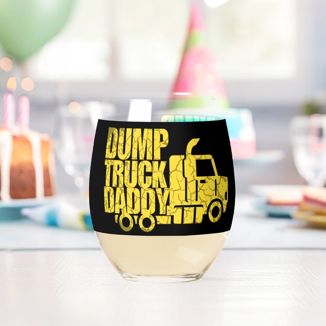 Vaso De Vino Dump Truck Daddy (Dump Truck Daddy Stemless Wine Glass)