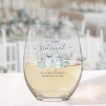 Vaso De Vino Dusty Rosas azules, dama de honor, donante de hono<br><div class="desc">Este conjunto es la elección perfecta para agradecer a las damas de honor y a la dama de honor de su boda. El bonito diseño de la moda boho incluye un ramo de rosas acuáticos y flores pintadas a mano, brotes de eucalipto y vegetación en tonos polvorientos azules y verde...</div>