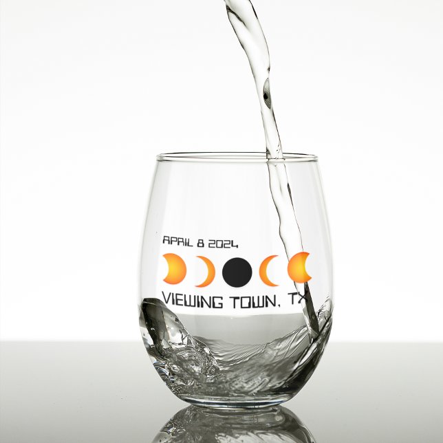 Vaso De Vino Eclipse solar total 2024 Personalizado conmemorati (Total Solar Eclipse 2024 Custom Commemorative Stemless Wine Glass)
