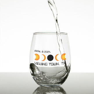 Vaso De Vino Eclipse solar total 2024 Personalizado conmemorati