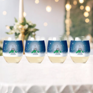 Vaso De Vino El adorable personaje de muñeco de nieve de Navida