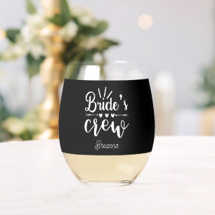 Vaso De Vino El Boda de la tripulación de Cute Bride añade el n
