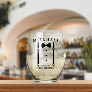 Vaso De Vino El boda Tuxedo Personalizó Al Groom