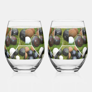 Vaso De Vino El corazón de los bowling en césped: un Collage de