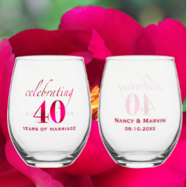 Vaso De Vino El cuarto aniversario personalizado de Ruby Rosa K