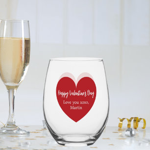 Vaso De Vino El día de San Valentín de corazón blanco rojo