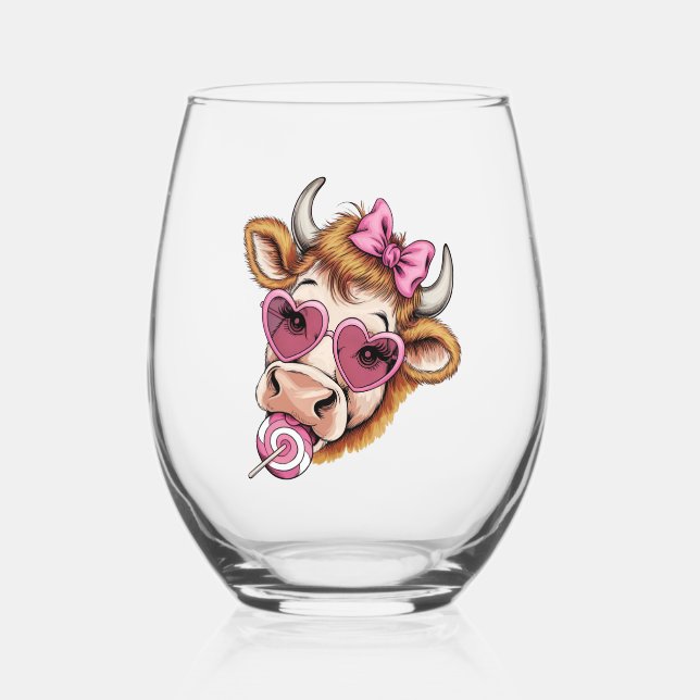 Vaso De Vino El día de San Valentín de Highland Cow Valentine C (Reverso )