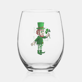 Vaso De Vino El duende con un trébol