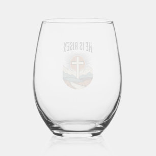 Vaso De Vino Él ha resucitado Cruz Amanecer Cristiano Camiseta