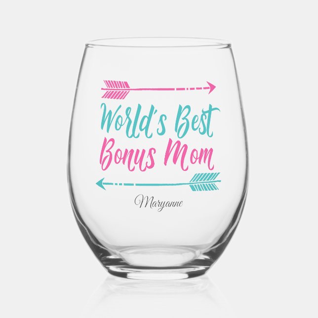 Vaso De Vino El mejor bono del mundo que la mamá personalizó el (Anverso)