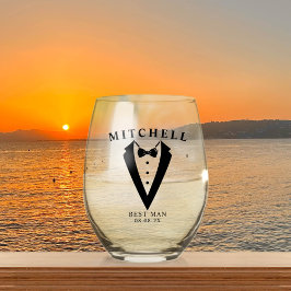 Vaso De Vino El mejor hombre personalizado del boda Tuxedo