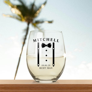 Vaso De Vino El mejor hombre personalizado del boda Tuxedo