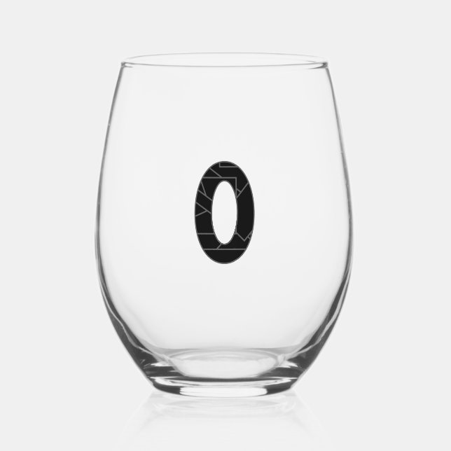 Vaso De Vino El número cero (0) en negro (Anverso)