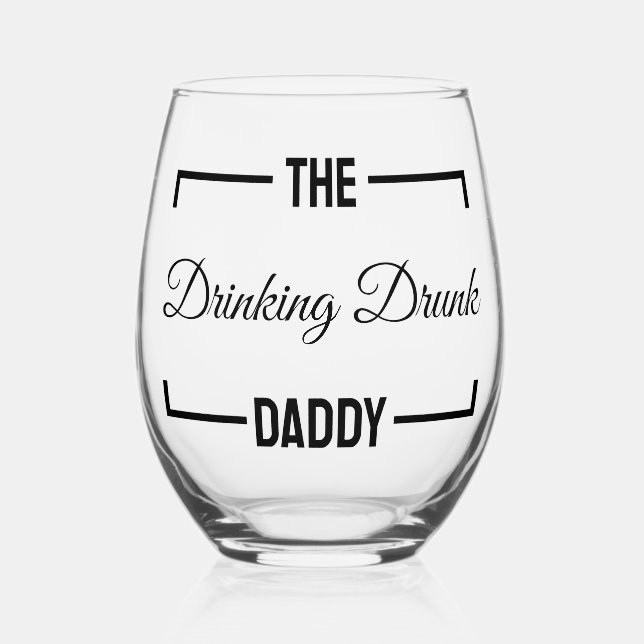 Vaso De Vino El padre de papá borracho bebiendo. (Anverso)