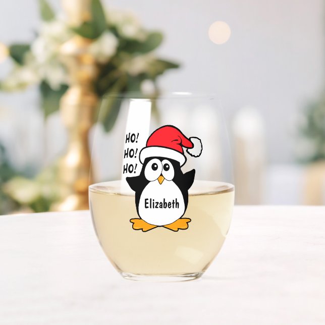 Vaso De Vino El pingüino Navidad lindo (Insitu (Boda))
