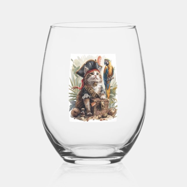 Vaso De Vino El tesoro pirata de un gato (Anverso)
