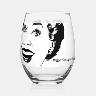 Vaso De Vino ¡El Vino Cambia Las Cosas! Retro ilustró a una muj