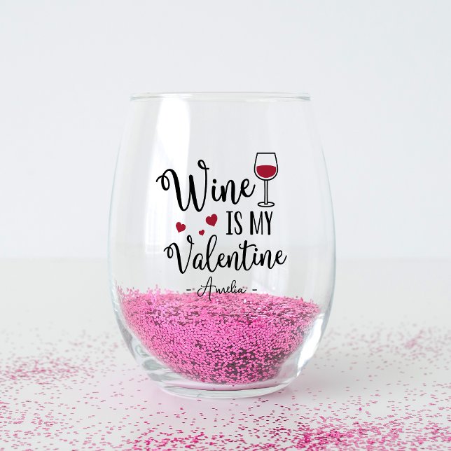 Vaso De Vino El vino personalizado es mi San Valentín (Subido por el creador)