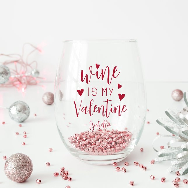 Vaso De Vino El vino personalizado es mi San Valentín (Subido por el creador)
