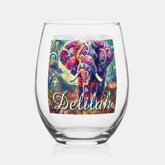 Vaso De Vino Elefantes extravagantes estrellas nocturnas Luna P