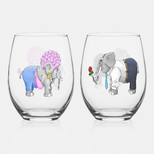 Vaso De Vino Elefantes Románticos