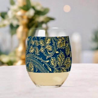 Vaso De Vino Elegancia de Flor de Oro