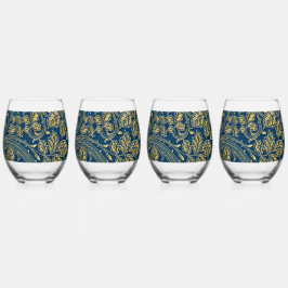 Vaso De Vino Elegancia Flor de Oro 